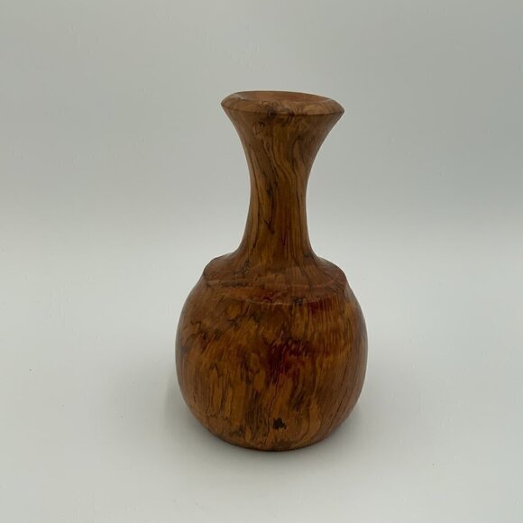 Signed & Dated 1996 Jack B. Hallonquist Hand Turned Solid Wood Burl Vase 6” - Picture 1 of 9